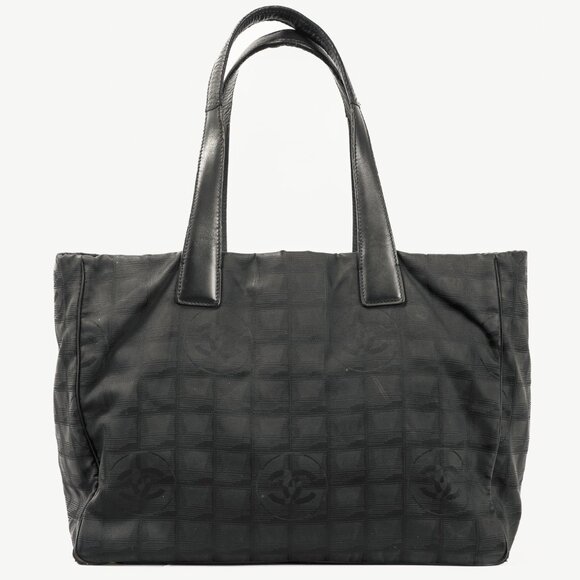Chanel Travel Line Black Nylon CC-Jacquard Tote - Picture 1 of 10